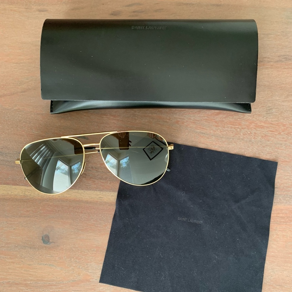 Saint Laurent Gold Aviator Sunglasses